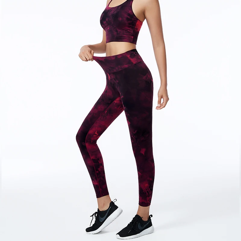 New Yoga Pants Women Leggings For Fitness Nylon Tie Dyed High Waist Long Pants Women Hip Push UP Tights Women Gym Clothing