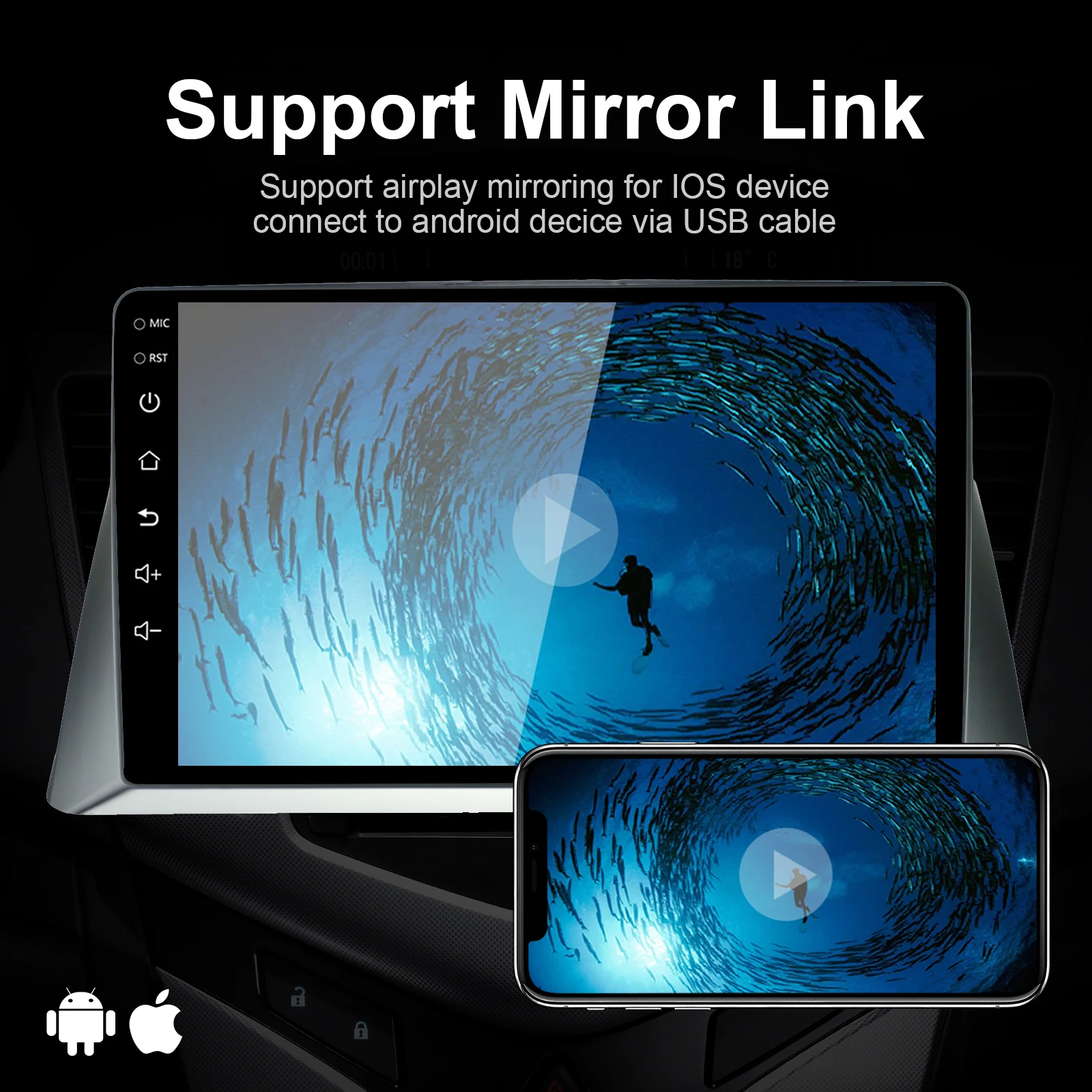 DSP 2 ГБ + 16 Android 10 1 Автомобиль Радио RDS IPS Экран GPS Bluetooth навигация Зеркало Ссылка