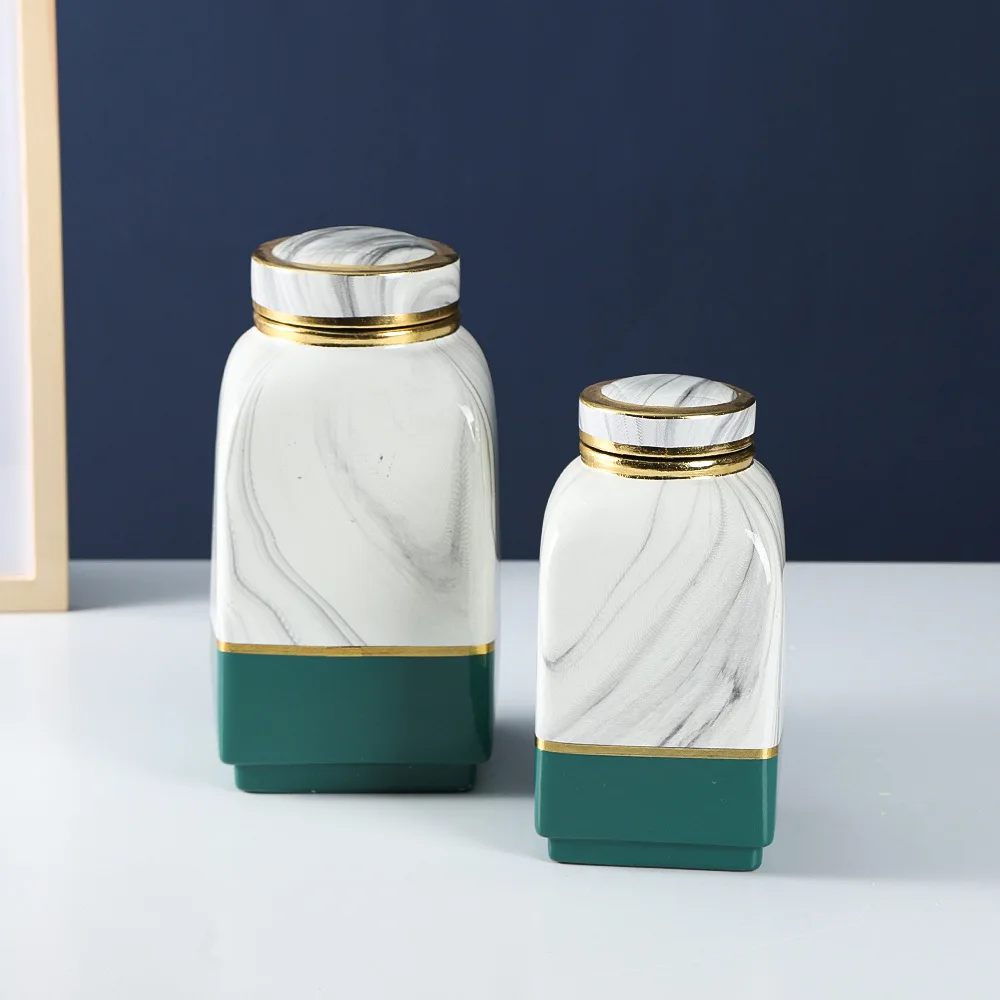 

Modern simple marbling ceramic pot light luxury home decoration handicraft wine cabinet soft decoration ceramic vase