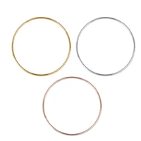 new fashion stainless steel bangles bracelets rose gold silver color round for women gift jewelry 18 5cm 22cm long 1 piece