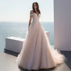 Женское свадебное платье It's yiiya, белое кружевное платье трапециевидной формы с открытыми плечами на лето 2022