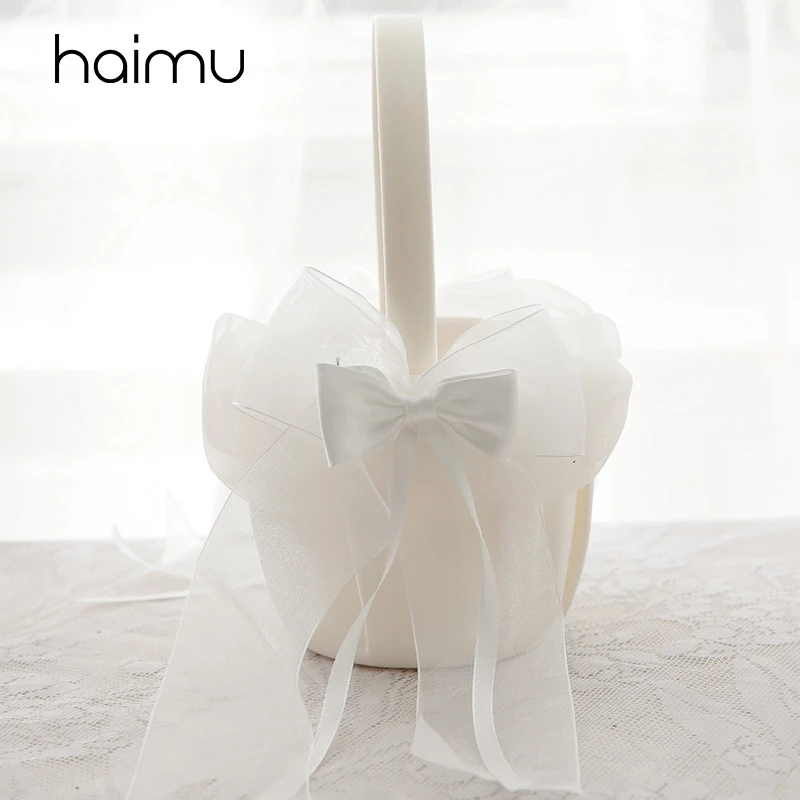 Романтическая Милая Свадебная Цветочная корзина в форме лепестков кружевная для