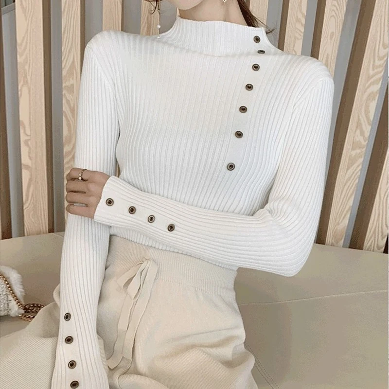 

Женская трикотажная рубашка на пуговицах, с воротником-стойкой