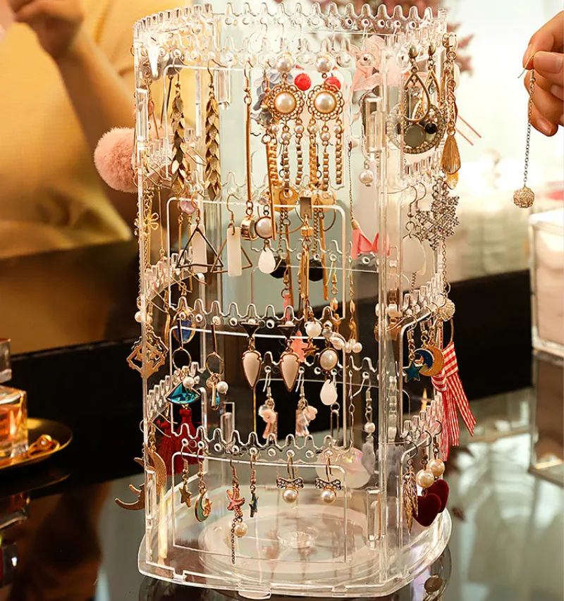Коробка ювелирных изделий серьги Дисплей стеллаж вращающийся большой