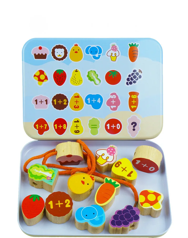 Деревянная коробка с бусинами детские развивающие игрушки деревянными доступно