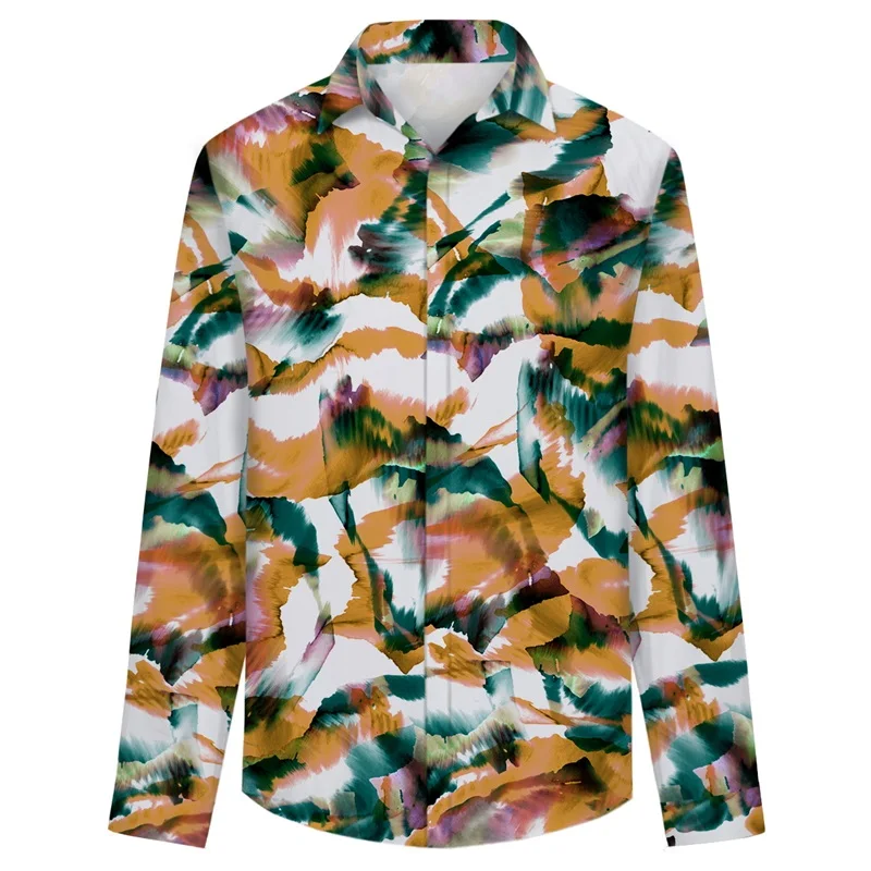 

Cloudstyle весенне-осенние модные мужские рубашки с отложным воротником и пуговицами, мужские повседневные топы с длинными рукавами и принтом, у...