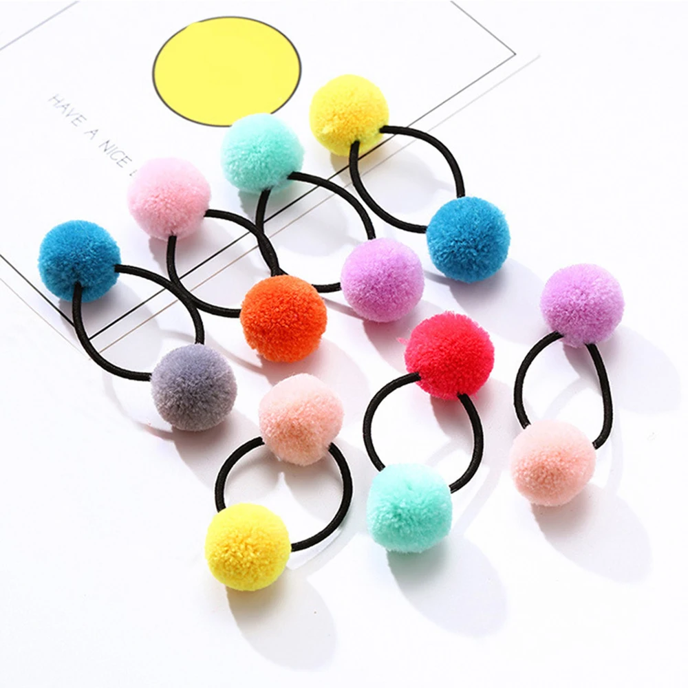 

Winter Rabbit Fur Ball Hair Ties Lovely Mini Pom Pom Ball Elastic Hair Bands Scrunch For Kids Girls New Sweet Hair Accessories