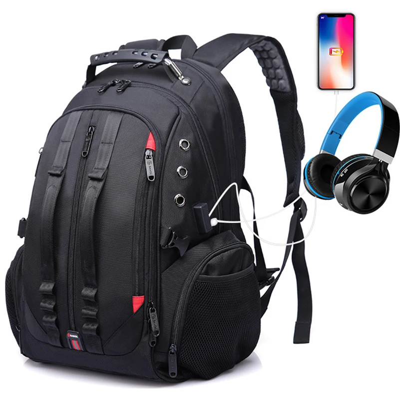 Мужские рюкзаки большой емкости, пригодный для 15,6 дюймов ноутбука, usb зарядка, порт для наушников, багаж, портативный, повседневный стиль, рюкзаки