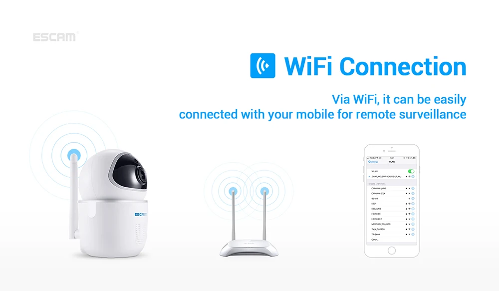 ESCAM QF903 WiFi IP камера ночного видения инфракрасная PTZ сетевая камера 3,6 мм объектив/Поддержка TF карта/Облачное хранилище 3MP P2P
