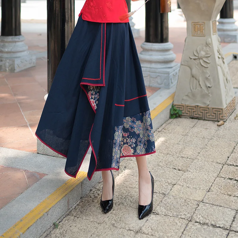 Женская винтажная Свободная юбка в стиле бохо длинная Этническая макси с