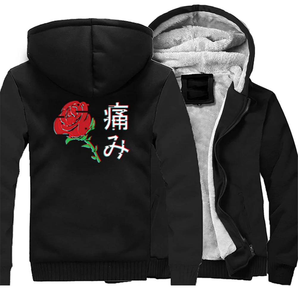

Sad Rose Ache Print Hip Hop Winter Mens Hoodie Jackets Winter Sweatshirts Veste Jaqueta Motoqueiro Casaco Masculino Clothing