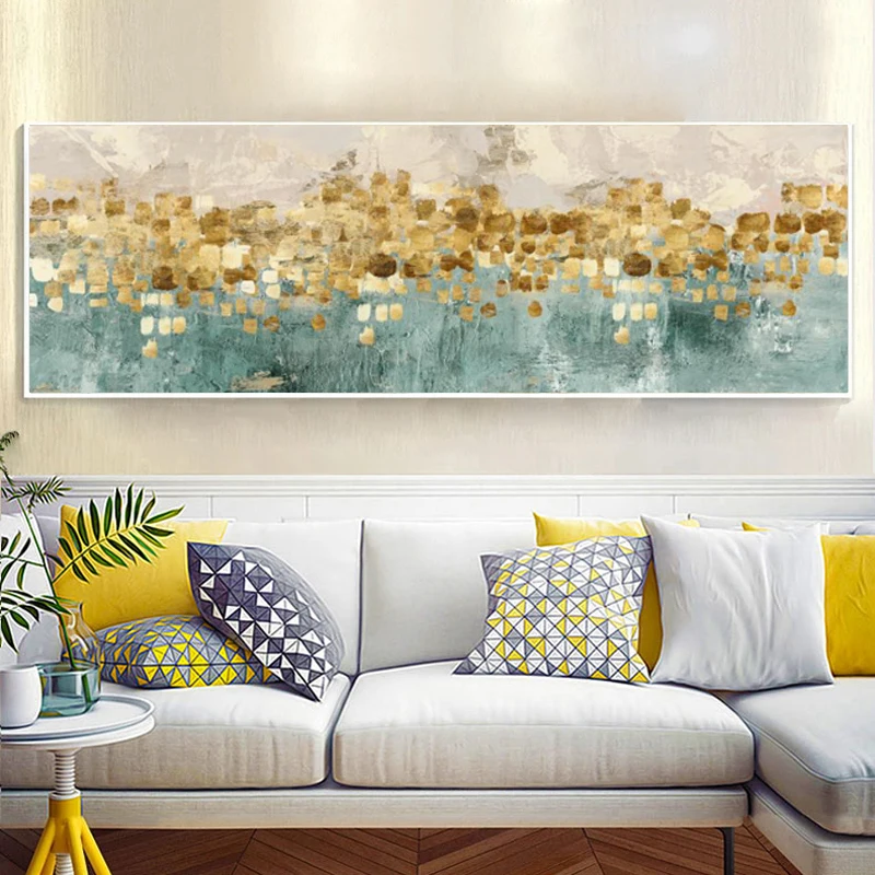 

Modern Abstract Oil Painting on Canvas Posters and Prints Wall Art Golden Money Beach Pictures for Living Room Decor No Frame