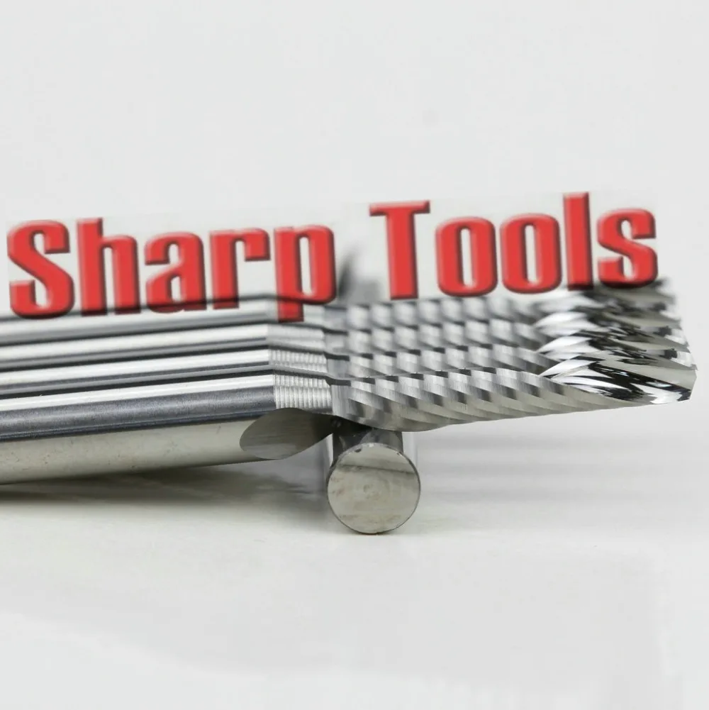 Satin Al 6mm CED4-5mm Tek Flüt Katı Karbür Yuvası End Mill Araçları CNC Router Kesiciler Spiral 5 Adet Mikro Tungsten Akrilik Kesme Uçları