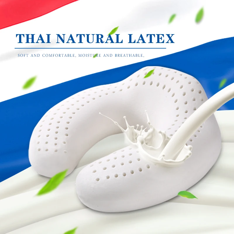 

Thailand natural latex U-shaped cervical spine pillow neck pillow U-shaped airplane travel neck lunch break lying down sleeping