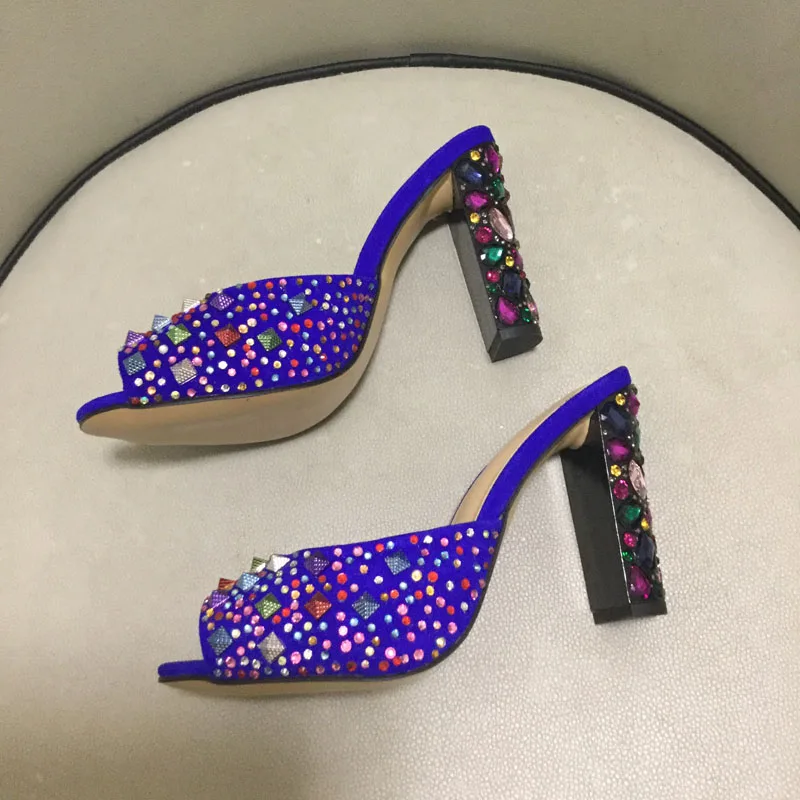 Новинка лета 2020 женская обувь разноцветные стразы на каблуках блестящие туфли
