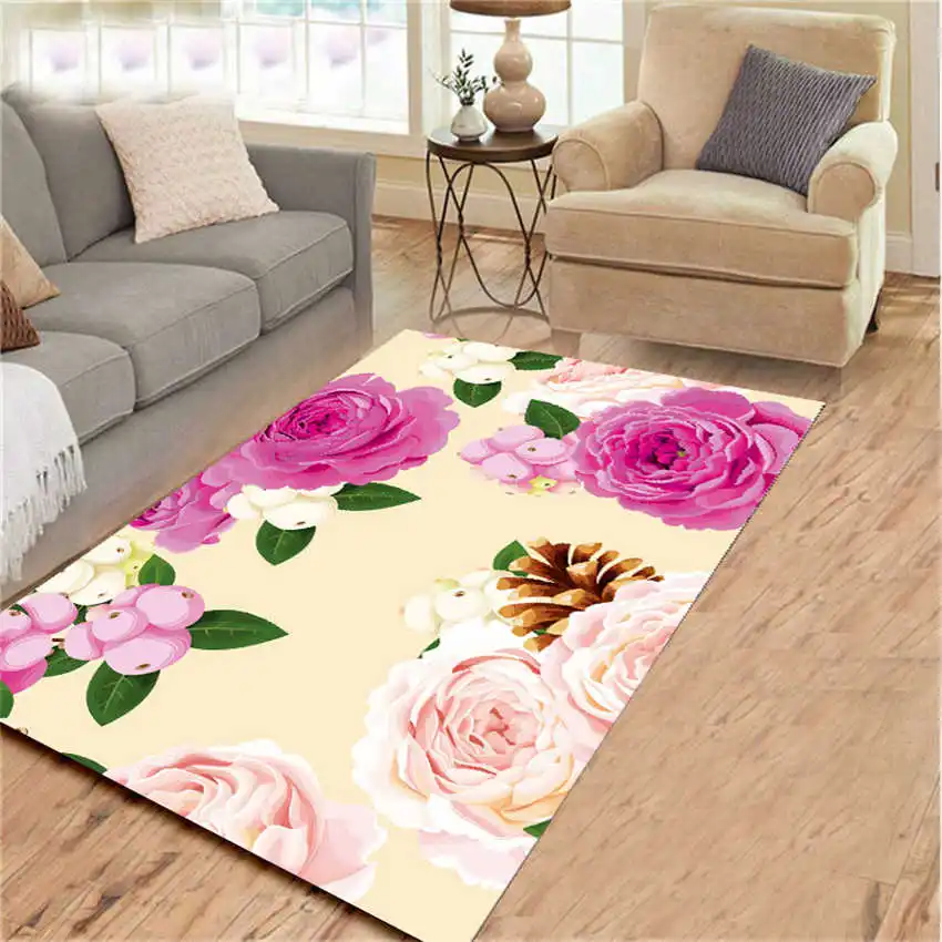 

Ковер с цветами для гостиной, ковер для стола, современный светлый роскошный ковер для спальни, прикроватное одеяло, ковер для гостиной, дом...