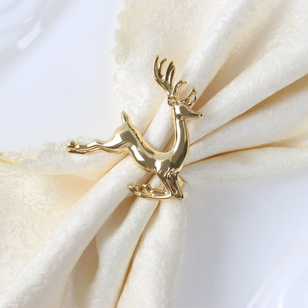 

Modern Chic Napkin Rings Elk Shape Holiday Napkin Ring For Christmas Festivals Dinner Parties Weddings Receptions-Golden Stag