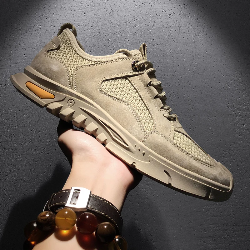 

Summer Genuine Leather Men's Casual Shoes Suede Retro Leisure Shoes For Men Outdoor Hiking Shoes Man Quality Shoes Man Canvas