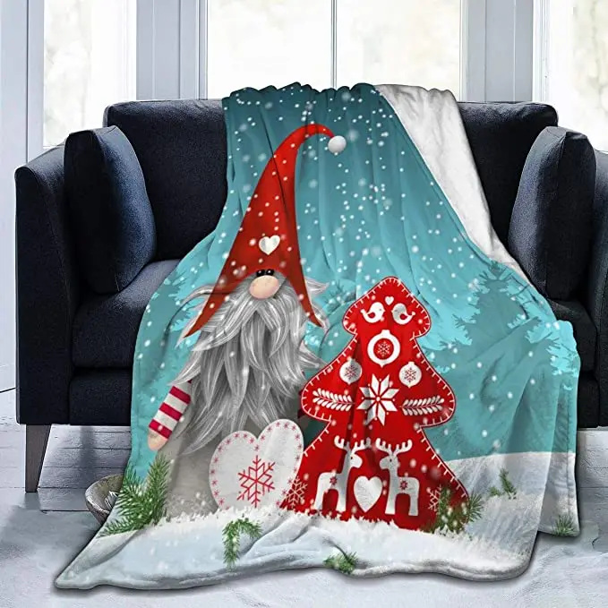 

Christmas Santa Cute Gnome Soft Blanket Flannel Throw Blanket for Bed Sofa Travelling Camping for Kids Adults Christmas Gifts