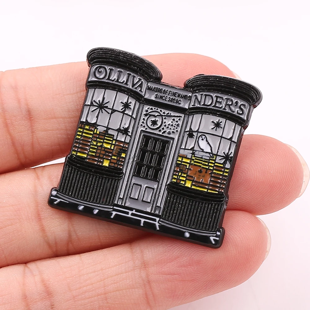 Ollivanders палочка магазин эмалированная булавка винтажный дом форма Хогвартс значок брошь трендовый рюкзак одежда аксессуары для мужчин и женщин