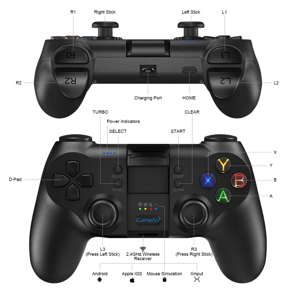 Беспроводной игровой контроллер Bluetooth 2 4 0 ГГц геймпад джойстик держатель для