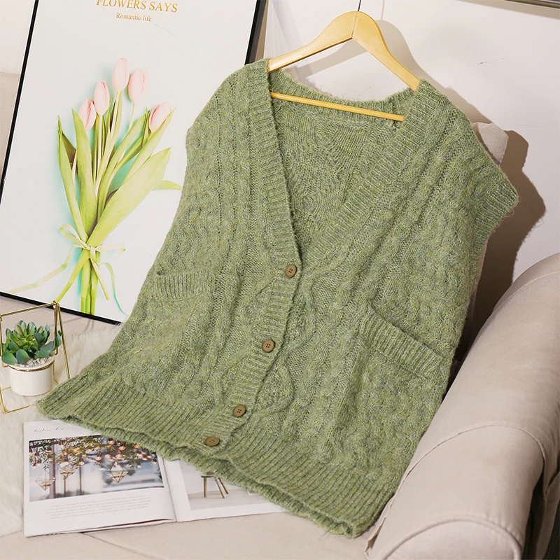 

Женский трикотажный свитер с V-образным вырезом, без рукавов