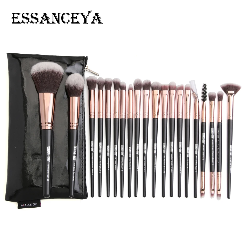 ESSANCEYA, 11-30 шт., Профессиональные кисти для макияжа, набор теней для век, подводка для глаз, пудра, Тональная основа, румяна, Кисть для макияжа, инструменты, косметичка - Handle Color: 20 pcs with bag