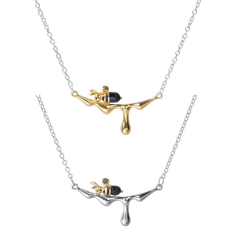 

Alloy Golden Bee Honey Necklace For Women Men Jewelry Enamel Pendant Charm Necklaces Chain Decoration On The Neck Friends Gifts