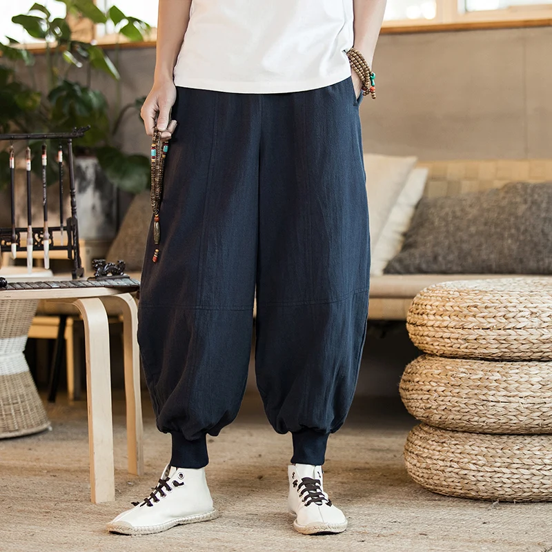 

2022 New Cotton Harem Pants Men Casual Hip Hop Trousers Cross Bloomers Ankle-Length Pants Joggers Streetwear