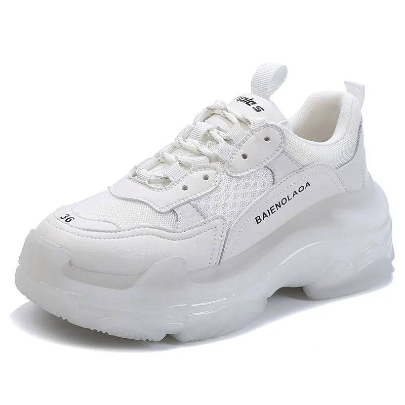 

Walking shoes for women spring 2021 new jelly film thickness bottom mesh Casual sports shoes High top air cushion sneakers