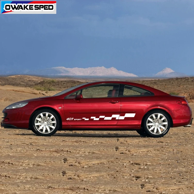 Двусторонняя Спортивная наклейка в полоску на дверь автомобиля для PEUGEOT 407 ST SW
