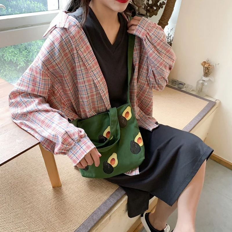 Инс небольшой свежий авокадо Холщовая Сумка через плечо дикая Студенческая