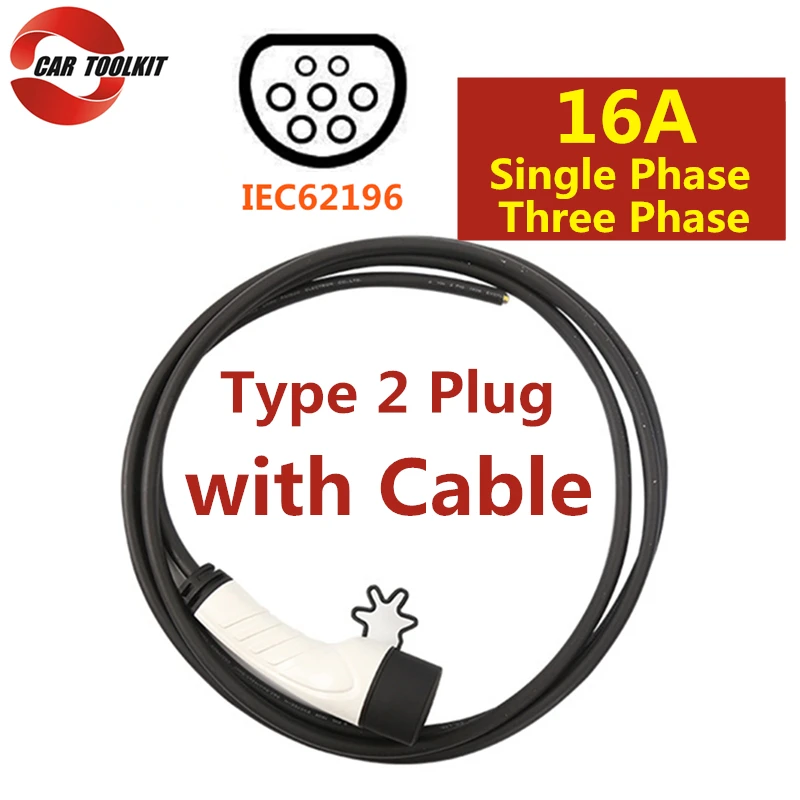 Однофазный трехфазный адаптер для зарядки электромобилей с разъемом типа 2 16 А