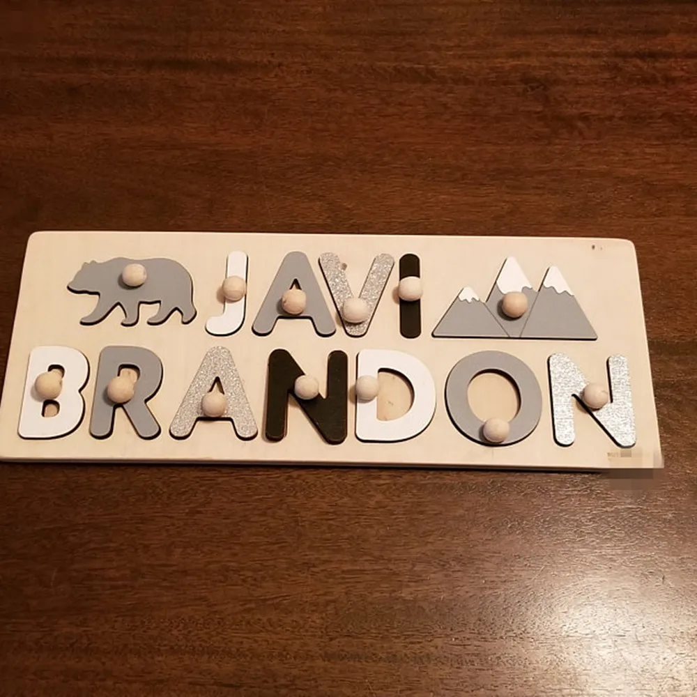 Персонализированная деревянная головоломка с именем + бабочка элементы