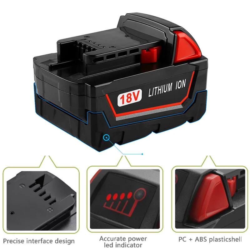 

18V 12800mAh Li-ion Tool Battery for Milwaukee M18 48-11-1815 48-11-1850 2646-20 2642-21CT Repalcement M18 Battery