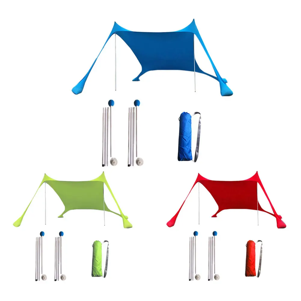 저렴한 패밀리 비치 양산 경량 태양 그늘 텐트 Sandbag 앵커 4 무료 Pegs UPF50 + UV 대형 휴대용 캐노피 공원 야외
