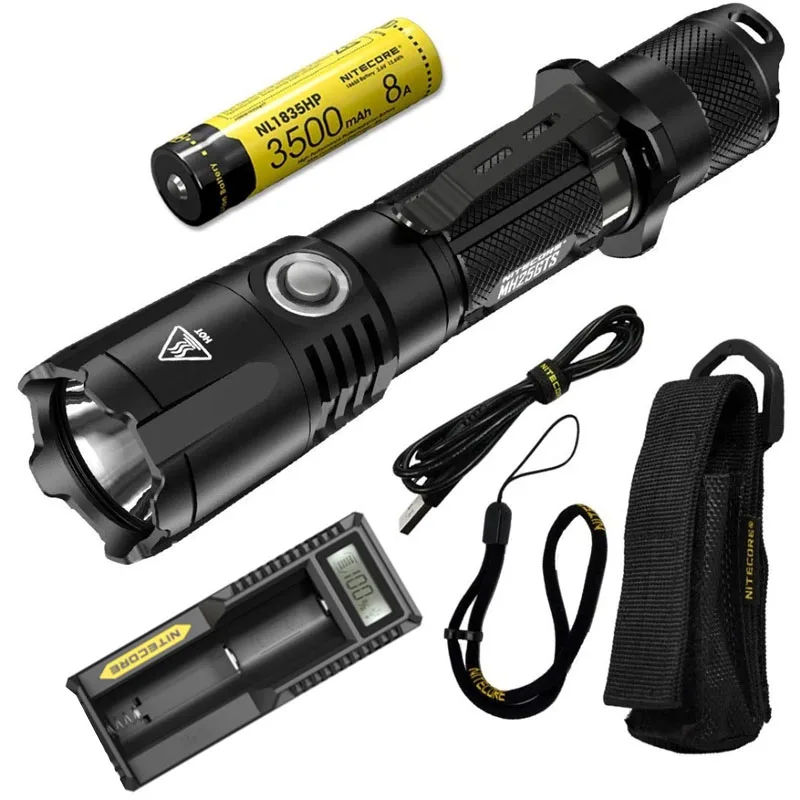 NITECORE MH25GTS 1800LM Тактический CREE XHP35 HD светодиодный водонепроницаемый высокоэффективный тактический фонарь для улицы+ аккумулятор 18650 - Испускаемый цвет: MH25GTS battery UM10
