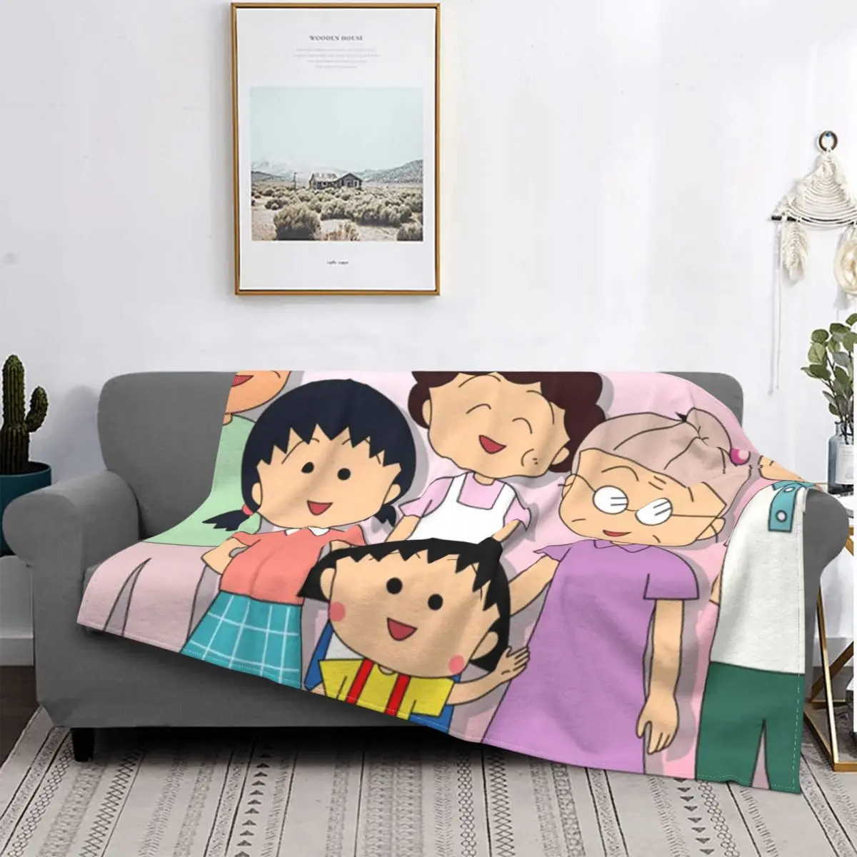 

Chibi Maruko Chan Sakura Kyoko Cartoon Animation Blankets Coral Fleece Plush Decoration Bedroom Bedding Couch Bedspread