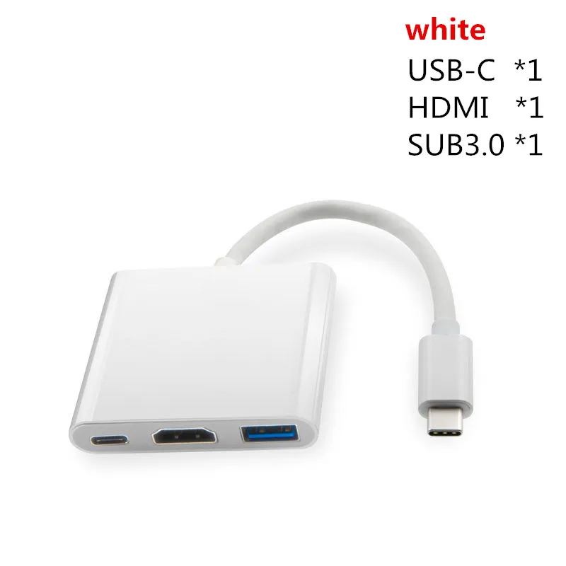 Высокоскоростное зарядное устройство с 3 usb-портами для USB3.0 4K HDMI USB-C OTG адаптер для порт зарядки Micro USB для смартфонов Apple Macbook Планшетные ПК ноутбука, настольного компьютера, аксессуары - Цвет: white