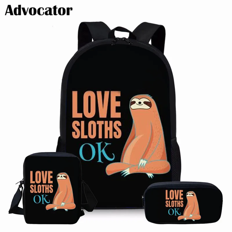 Милые школьные ранцы с мультипликационным принтом Sloth для подростков 3 шт./компл., сумки через плечо для детей, девочек, мальчиков, сумки для м...