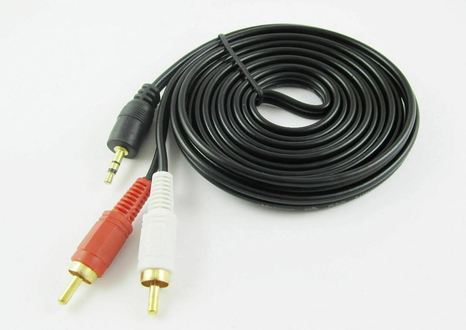 

Gold 3.5mm Male Stereo Plug to 2x RCA Phono Male Audio Video AV Adapter Cable 3m