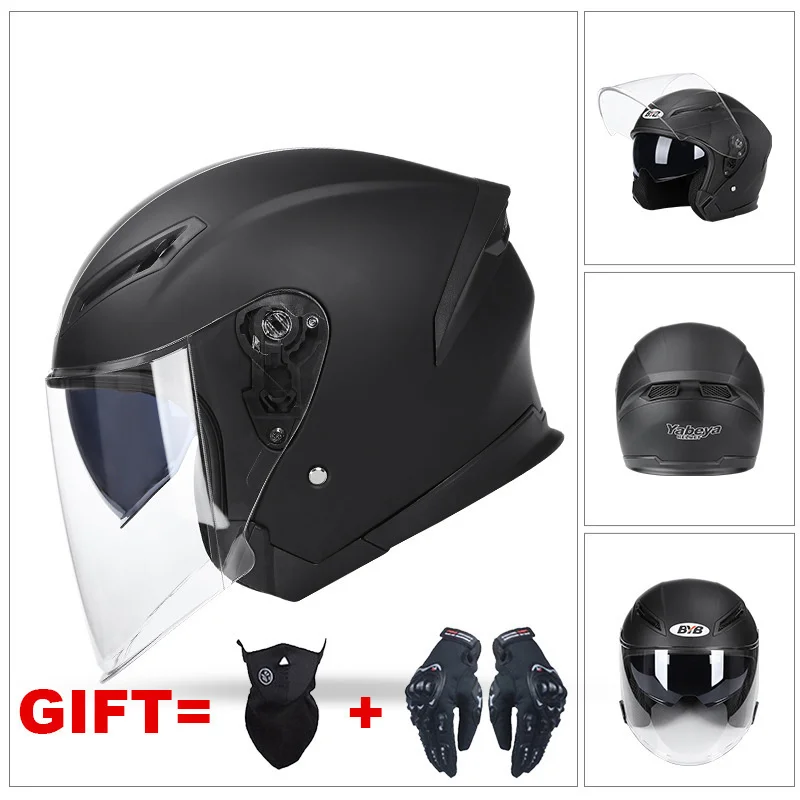 

Бесплатная доставка, мотоциклетный шлем с открытым половинным лицом, с двойными линзами, с двойным козырьком, мотоциклетный шлем, защитный ...