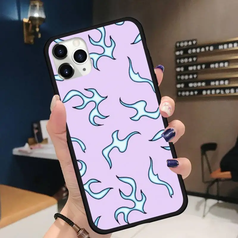 

Blue Flame Fire Phone Case for iPhone 11 12 pro XS MAX 8 7 6 6S Plus X 5S SE 2020 XR mini Funda