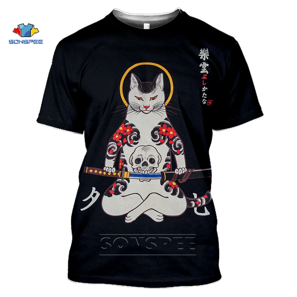 Мужская футболка SONSPEE с 3D-принтом самурая летняя коротким рукавом в стиле хип-хоп