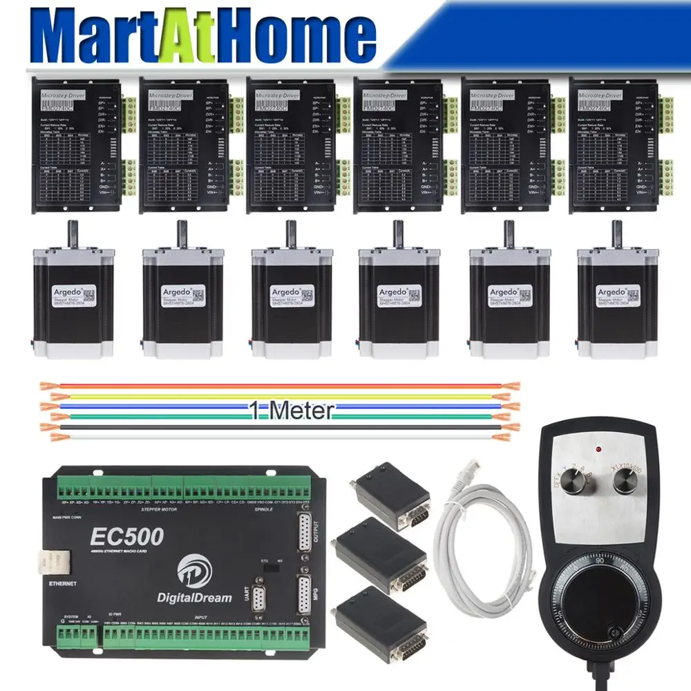 6 осевой CNC шаговый Драйвер комплект Mach3 Ethernet 460 кГц с MPG контроллером для DIY