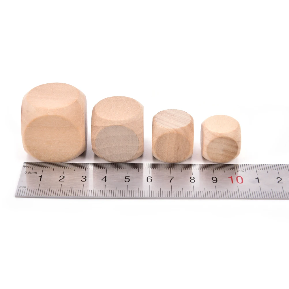 

1PCS 6 Sided Dice Original Wood Dice 18mm 20mm 25mm 30mm Blank Faces for printing engraving Kid Toys Game