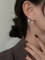light luxury and beautiful letter h pendant earrings double pierced earrings new trendy personality design earrings gorgeous