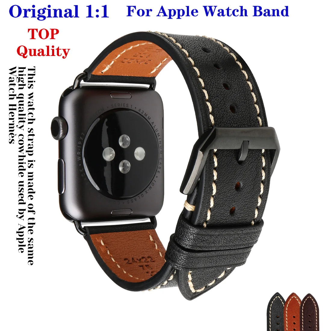 Original 1:1 Handmade Cow Leather Strap For Apple WatchBand 44mm 40mm 42mm 38mm Bracelet For iWatch Series6 SE 5 4 3 Accessories