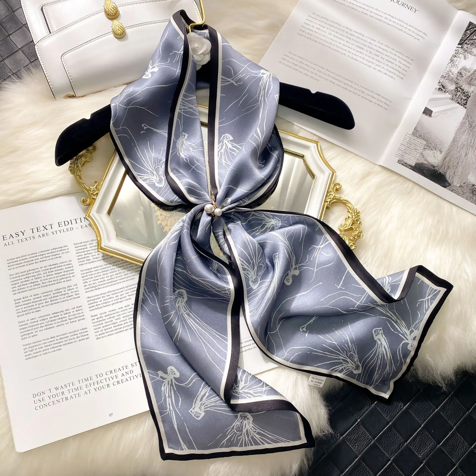 

100% Silk Scarf 2021 Women long Scarves Wrap Kerchief Mulberry Spring Fashion Luxury High Quality Headband Hijab Shawls Bandana
