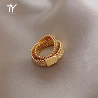 design sense gold color snake bone chain double layer rings for woman 2022 new korean jewelry party fashion girls unusual rings